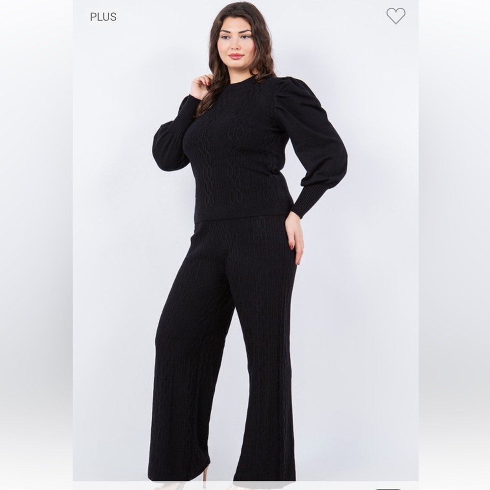 Fancy Fashion Black Two- Piece Sweater Set